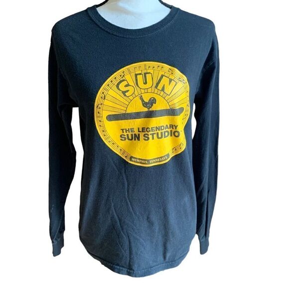 Sun Studio Records, Vintage 90's L/S T-shirt Presley Johnny Cash R&R Women Small - Picture 1 of 9